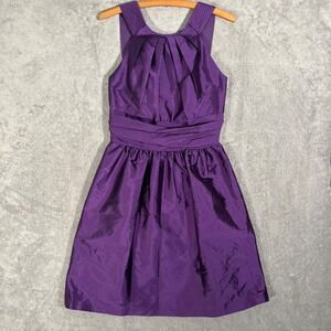 Alfred Sung Majestic Purple Pleated High Neck Cocktail Dress D494 Womens 12 Prom